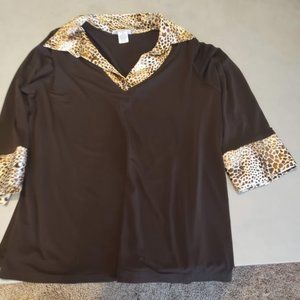 Avenue Brown Top W Animal Print